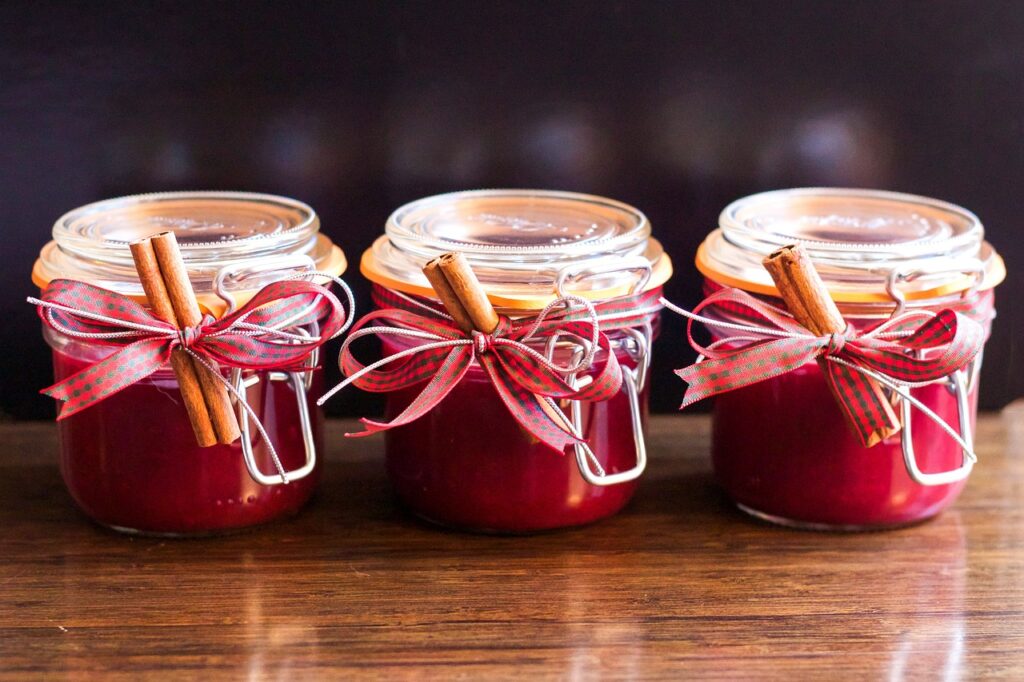 cranberry sauce in jars